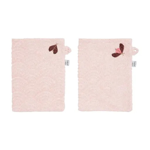 [03032-08] Wash mitts 2 Pieces Sweet Butterfly | Pink