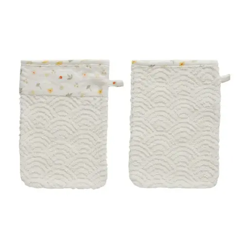 [03032-21] Wash mitts 2 Pieces Bohemian Garden | Offwhite