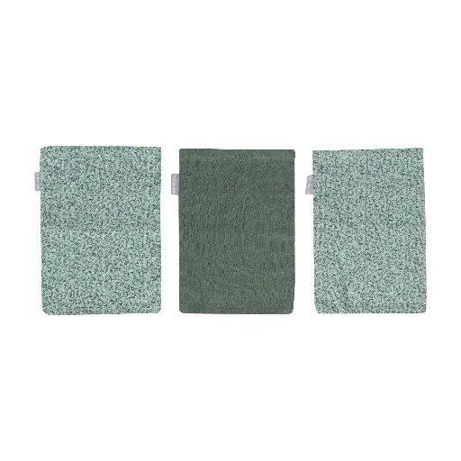 [03050-06] Wash mitts Muslin 3 Pieces Sepp | Green