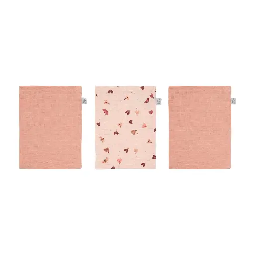 [03050-08] Wash mitts Muslin 3 Pieces Sweet Butterfly | Pink