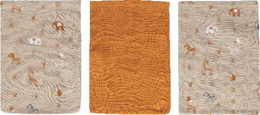 [03050-20] Wash mitts Muslin 3 Pieces Steppe | Taupe