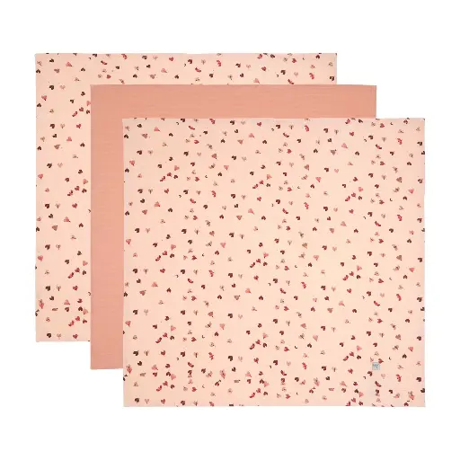 [03051-08] Cloths Muslin 70x70cm 3 Pieces Sweet Butterfly | Pink