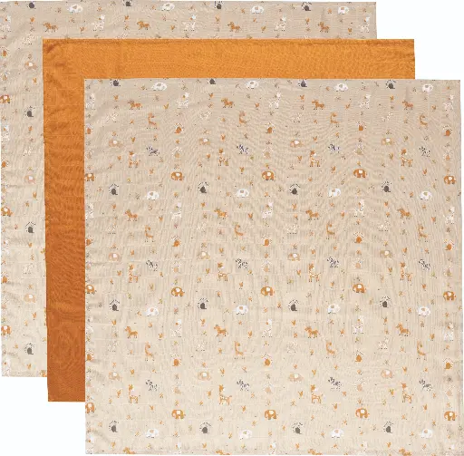 [03051-20] Cloths Muslin 70x70cm 3 Pieces Steppe | Taupe