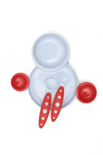 [02417-03] Assiette Groovy / Couverts Modware | Bleu/Rouge