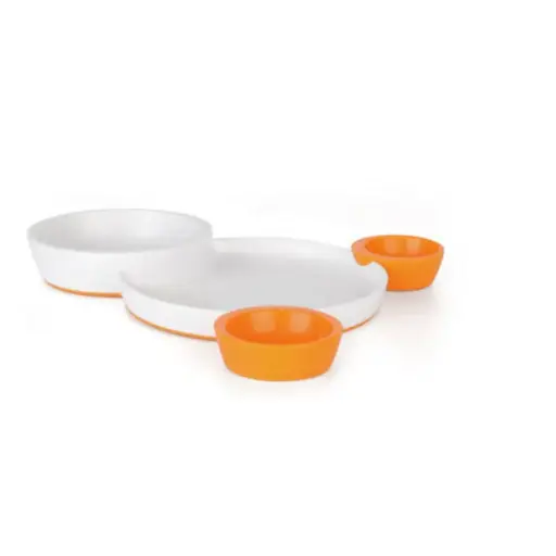 [02425-01] Plate Groovy | White/Orange
