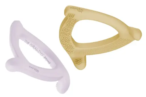 [10557-00] Silicone teether 2 Pieces Light Lavender/Soft Yellow | Lilac/Yellow