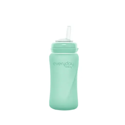 [10389-00] Beker Met Rietje Glas 240ml Mint Green | Mint