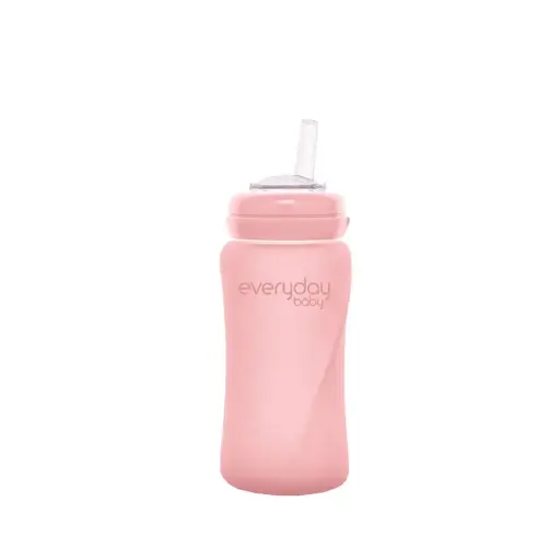 [10390-00] Glass straw bottle 240ml Rose Pink | Pink
