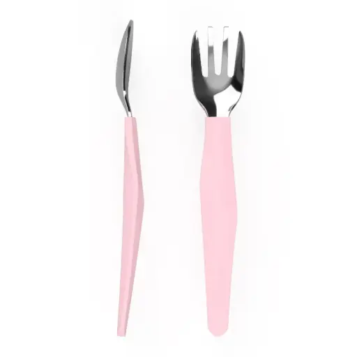 [10505-00] Bestek Roestvrij Staal 2 Stuks Purple Rose | Roze