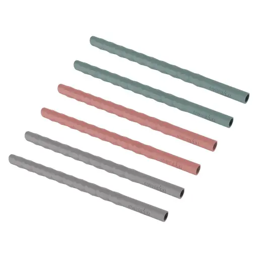[10545-00] Silicone straws 6 Pieces Harmony Green/Quiet Grey/Nature Red