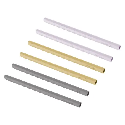 [10546-00] Silicone straws 6 Pieces Light Lavender/Quiet Grey/Soft Yellow