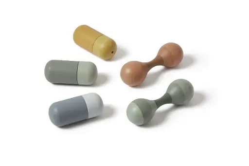 [13221-150] Houten Rammelaars 5 Stuks Multicolor | Meerkleurig