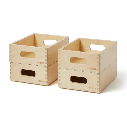 [13804-000] Houten Opbergdoosset 4 Stuks Nature