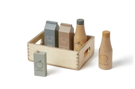 [14102-150] Houten Boodschappen 6 Stuks Multicolor | Meerkleurig