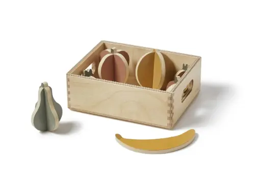[14104-150] Houten Vruchten 8 Stuks Multicolor | Meerkleurig