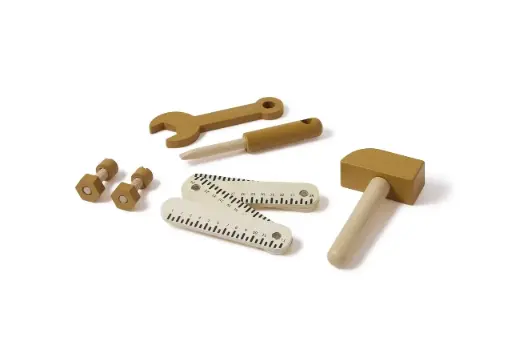 [15102-110] Wooden tool set 8 Pieces Mustard | Ochre