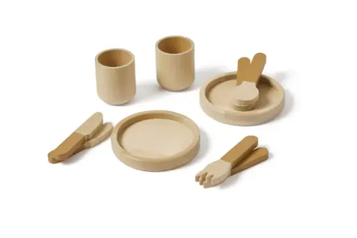 [17104-110] Wooden tableware 10 Pieces Mustard | Ochre