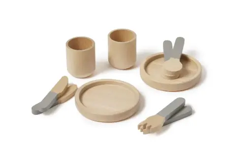 [17104-133] Wooden tableware 10 Pieces Green | Green