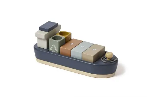 [19118-140] Houten Containerschip 6 Stuks Multicolor | Meerkleurig