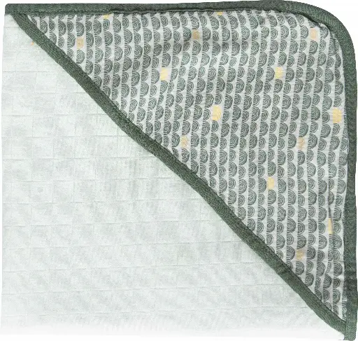 [0L049-24] Bathcape Muslin 90x90cm Bow Deco | Green