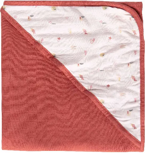 [0L049-27] Bathcape Muslin 90x90cm Sunset Shapes | Pink