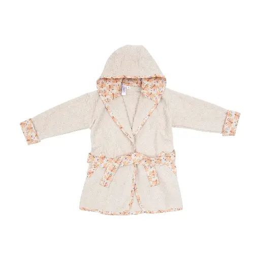 [0L016-51] Bath robe Flower Fever Nude | Ecru