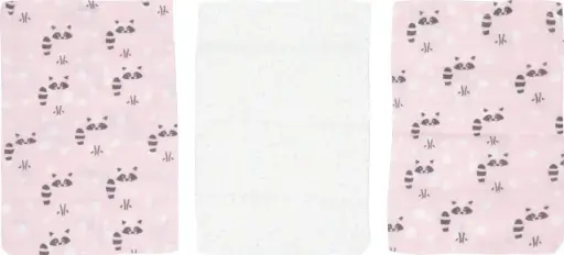 [0L050-22] Wash mitts Muslin 3 Pieces Racoon Pink | Pink