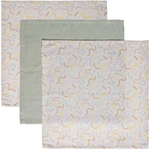 [0L053-31] Mouchoirs Hydrophile 32x32cm 3 Pièces Multi Lines | Multicolore