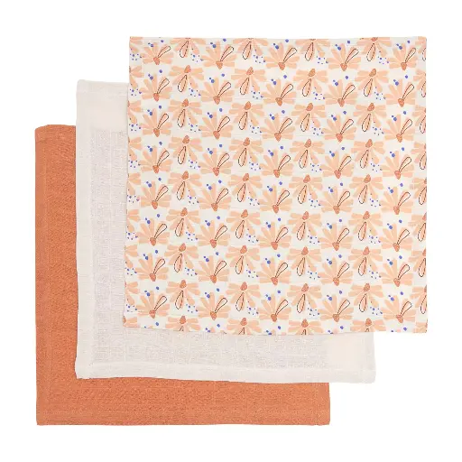 [0L053-51] Monddoekjes Tetra 3 Stuks 32x32cm Flower Fever Nude | Meerkleurig