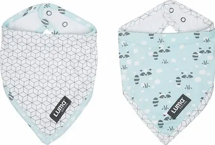 [0L018-17] Bandana bibs 2 Pieces Racoon Mint | Mint