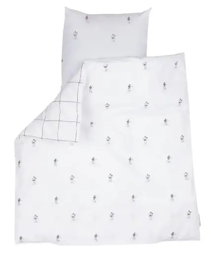 [01155-140] Housse de couette 80x80cm Mickey | Blanc/Noir