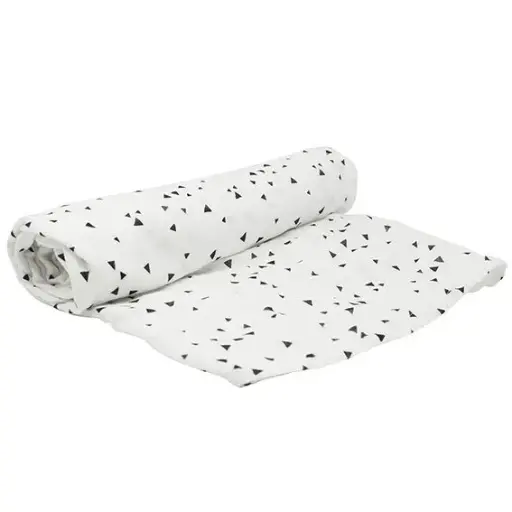 [01587-08] Wikkeldoek Bamboe Tetra 120x120cm Triangles | Wit/Zwart