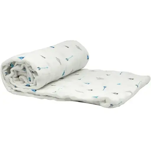 [01588-04] Wikkeldoek Bamboe Tetra 120x120cm Tee Pee | Wit/Blauw