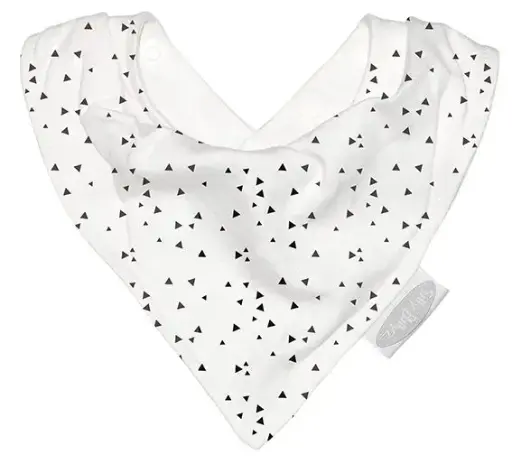[01639-08] Bavoir Bandana Jersey Triangles | Blanc/Noir