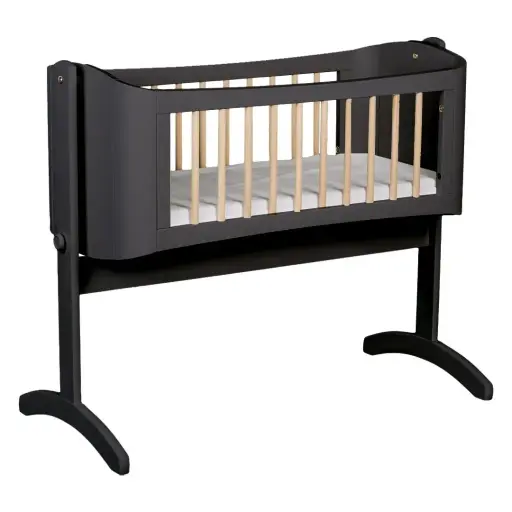 [00211-92] Swinging crib Wave Black Satin/Wax | Black