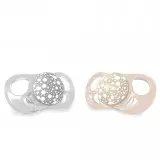 [78290-00] Pacifiers 6+m 2 Pieces Pastel Grey/Beige | Grey/Beige