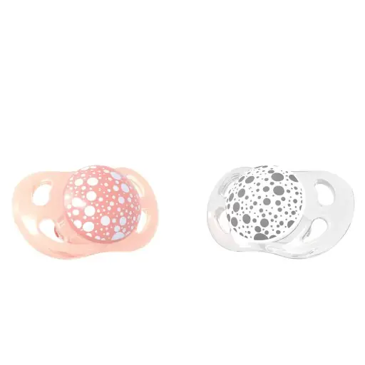 [78323-00] Sucettes 0-6m 2 Pièces Pastel Peach/White | Pêche/Blanc