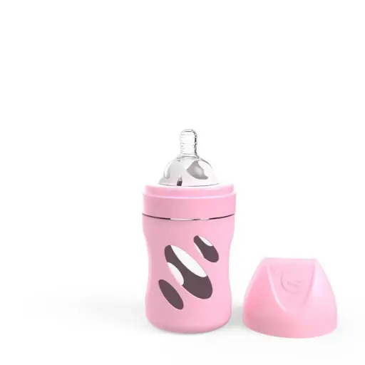 [78576-00] Baby bottle Glass 180ml Pastel Pink | Pink