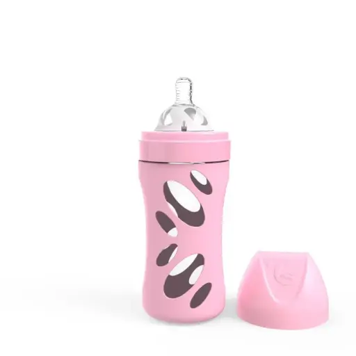 [78582-00] Baby bottle Glass 260ml Pastel Pink | Pink