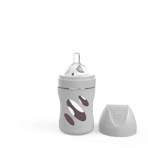 [78678-00] Baby bottle Glass 180ml Pastel Grey | Grey