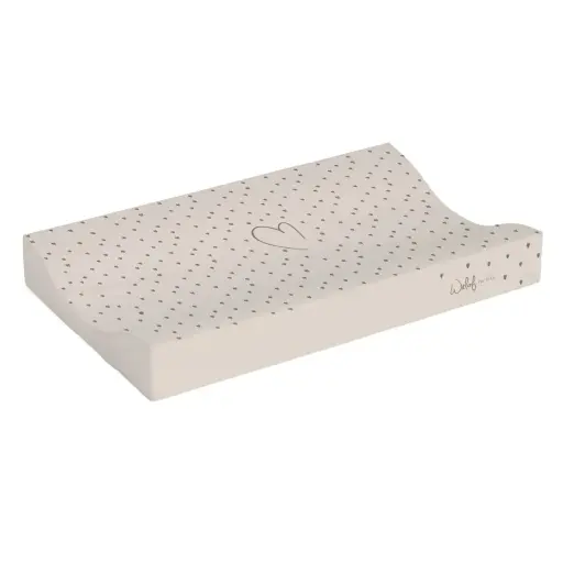 [11054-016] Matelas à langer 72x44cm Allover Print Coeur Taupe | Ecru