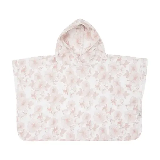 [01605-712] Poncho Muslin Flower Powder | White/Pink