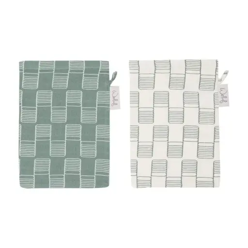 [01604-705] Gants de toilette Hydrophile 2 Pièces Sticky Stripes | Offwhite/Vert