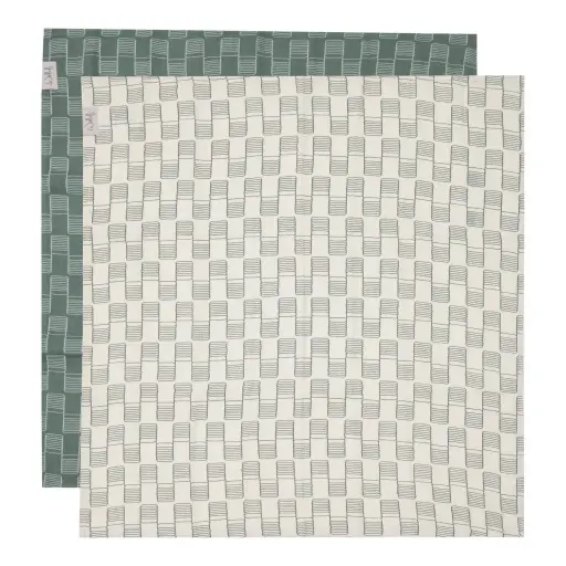 [01609-705] Cloth Muslin 65x65cm 2 Pieces Sticky Stripes | Offwhite/Green