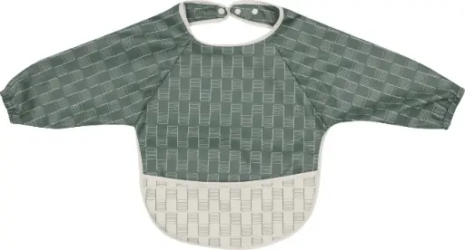 [01659-705] Bavoir Manches Longues Sticky Stripes | Offwhite/Vert