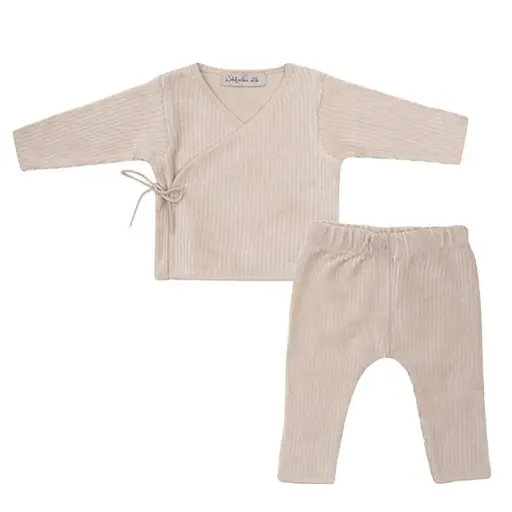 Set 2-delig Velvet Rib Soft Sand | Ecru 