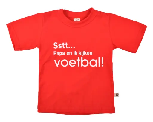 T-shirt Rode Duivels 'Ssst ... papa en ik kijken voetbal!' | Rood 