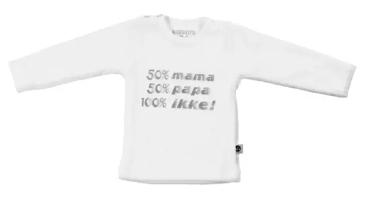 T-shirt Lange Mouw '50% mama, 50% papa, 100% ikke' | Wit