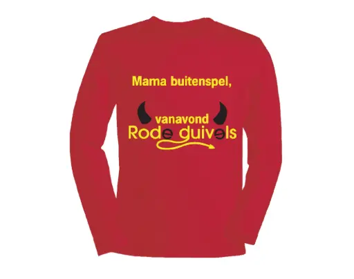 T-shirt à Manches Longues Rode Duivels 'Mama buitenspel, vanavond voetbal' | Rouge