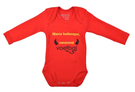 Romper Lange Mouwen Rode Duivels 'Mama buitenspel, vanavond voetbal' | Rood  